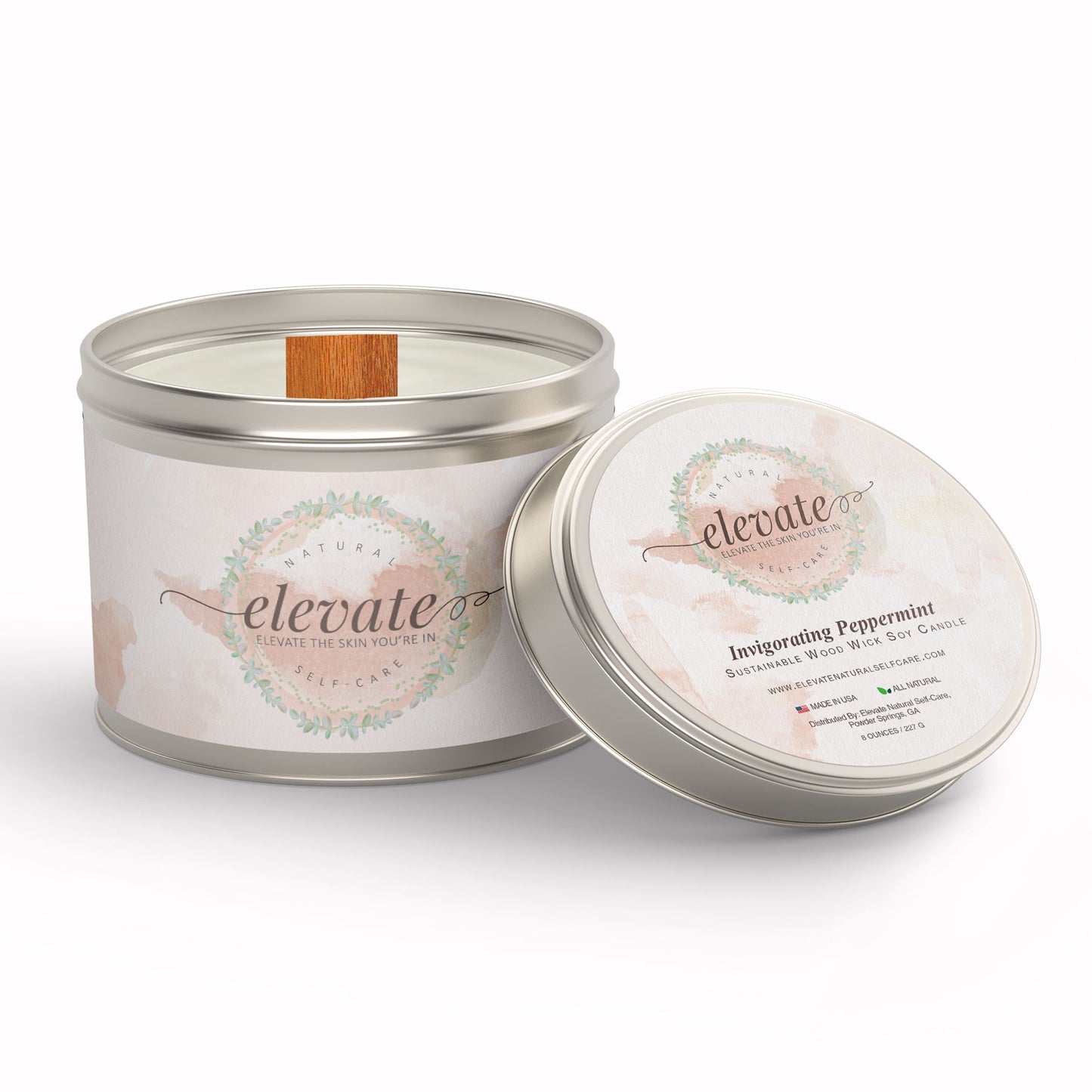 Invigorating Peppermint Sustainable Wood Wick Soy Candle
